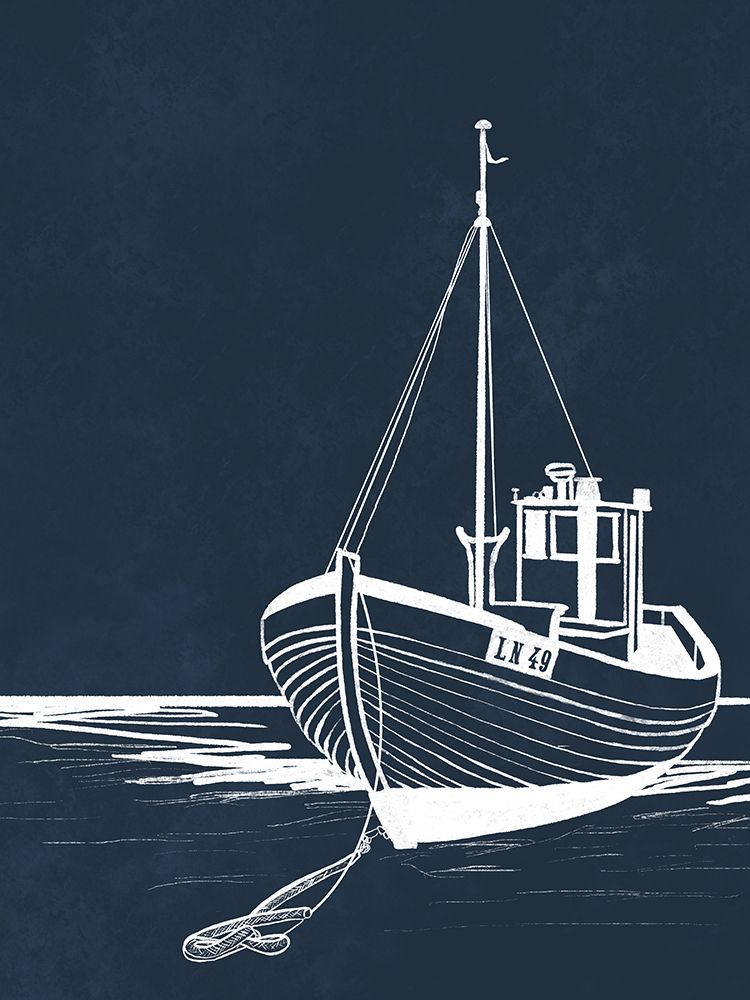 Blue Boat art print by Leah Noel Art for $57.95 CAD