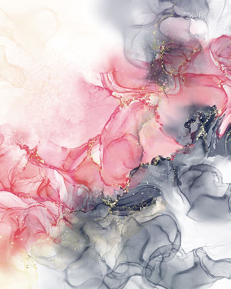 Alcohol Ink Bold Pink And Grey 2 art print by Leah Noel Art for $57.95 CAD
