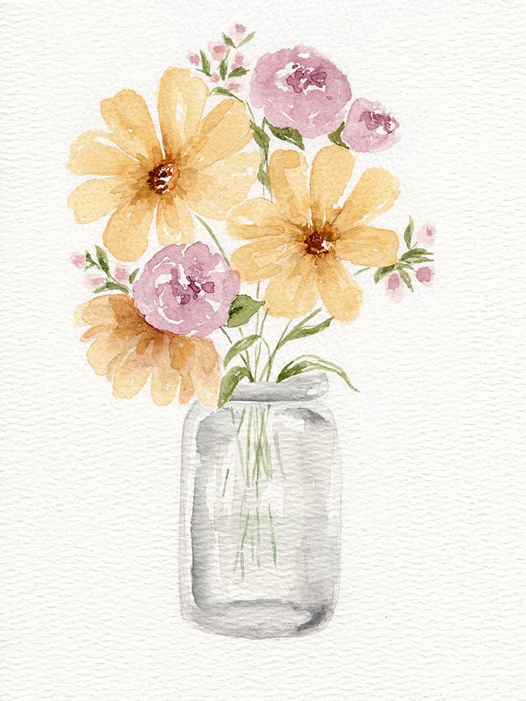 Autumn Bouquet Mason Jar 1 art print by Leah Noel Art for $57.95 CAD
