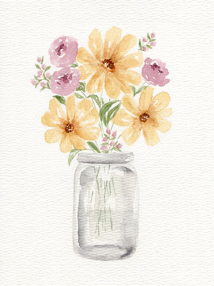 Autumn Bouquet Mason Jar 2 art print by Leah Noel Art for $57.95 CAD