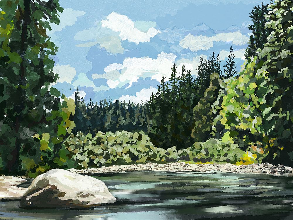Painterly Lake 2 art print by Leah Noel Art for $57.95 CAD