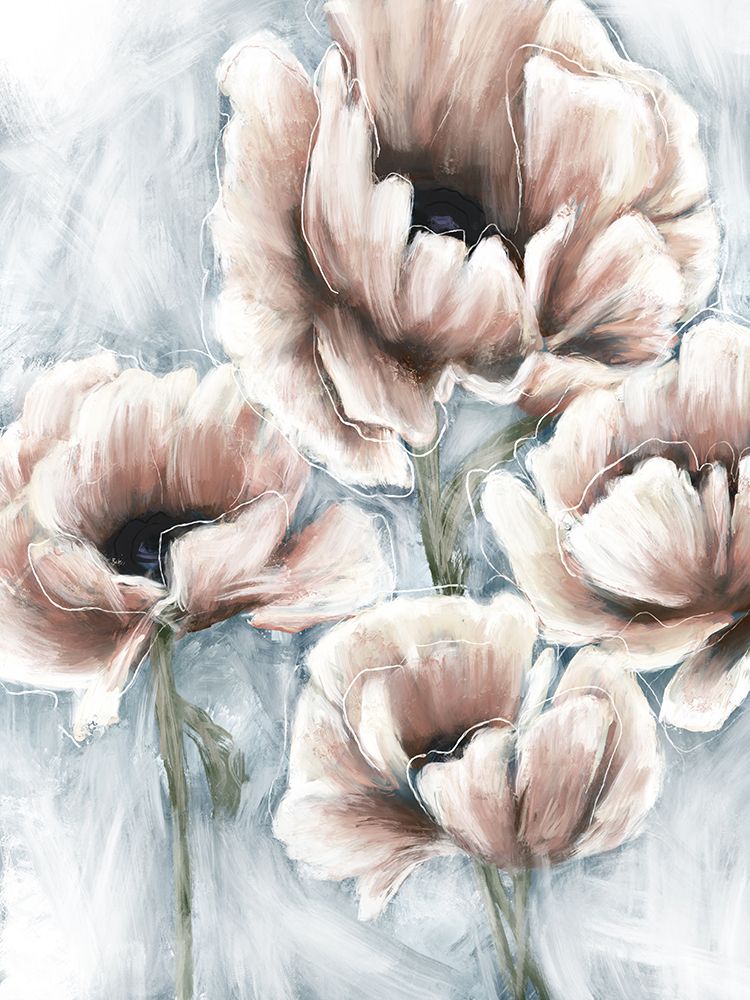 Blue And Pink Florals 1 art print by Leah Noel Art for $57.95 CAD