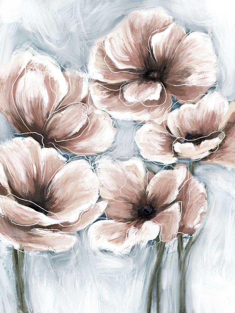 Blue And Pink Florals 2 art print by Leah Noel Art for $57.95 CAD