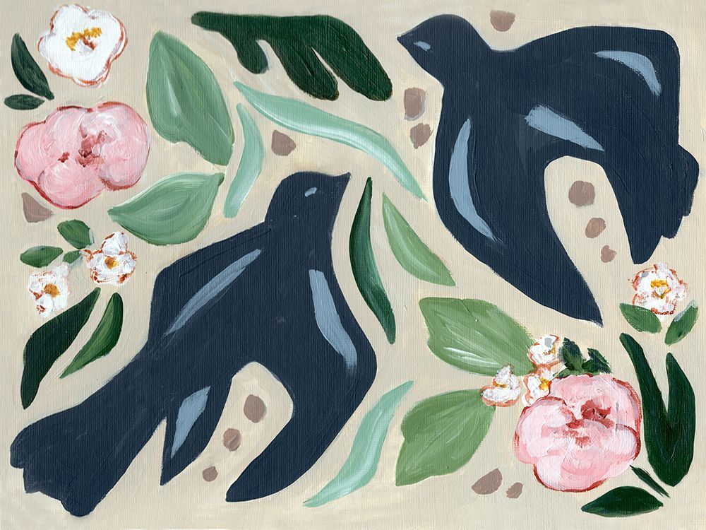 Birds And Flowers art print by Leah Noel Art for $57.95 CAD