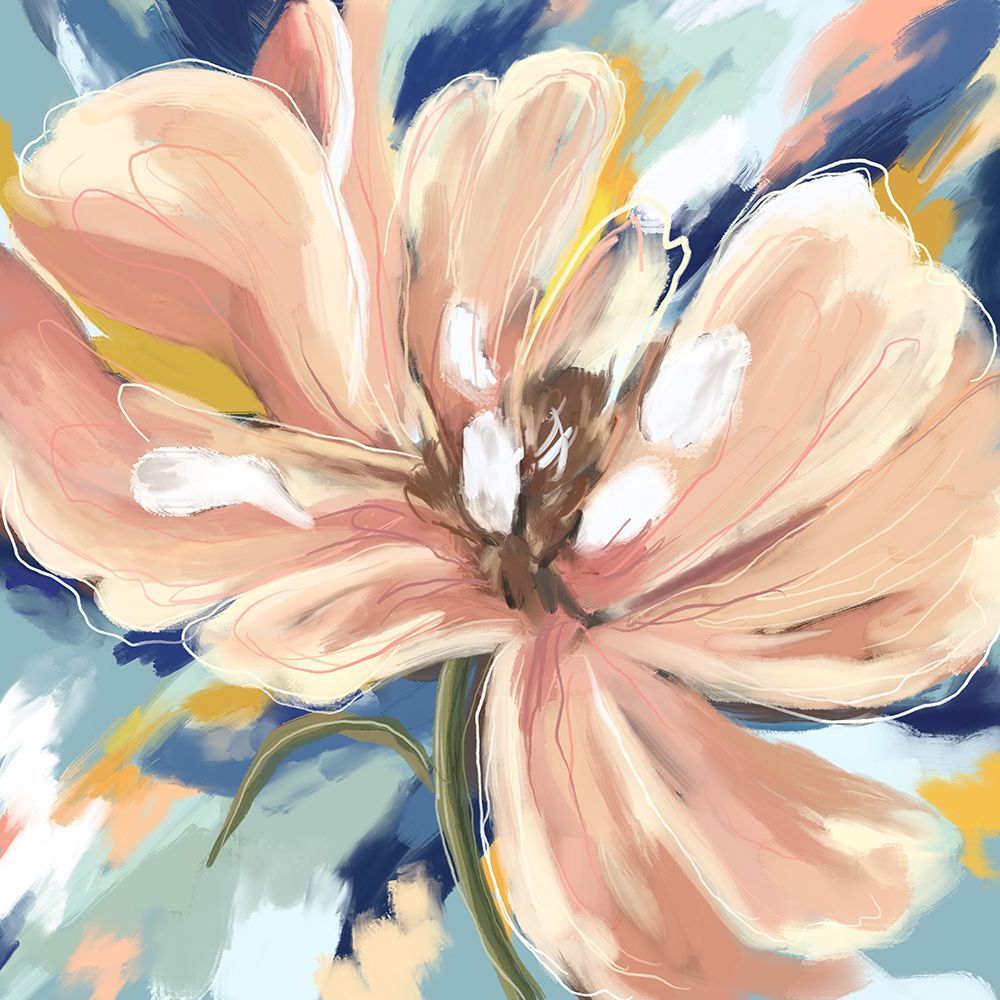 Modern Peach Flower art print by Leah Noel Art for $57.95 CAD