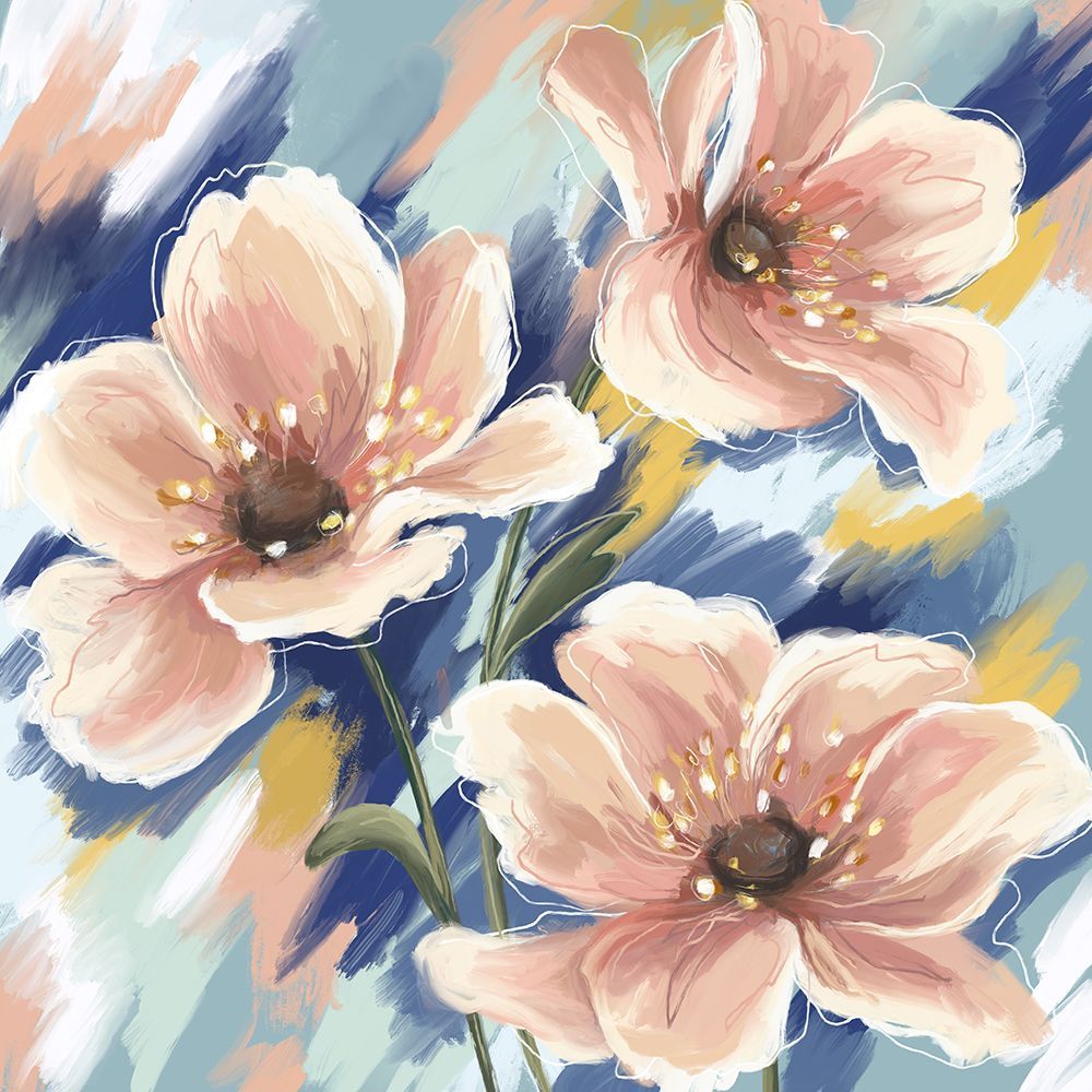 Modern Peach Florals 2 art print by Leah Noel Art for $57.95 CAD