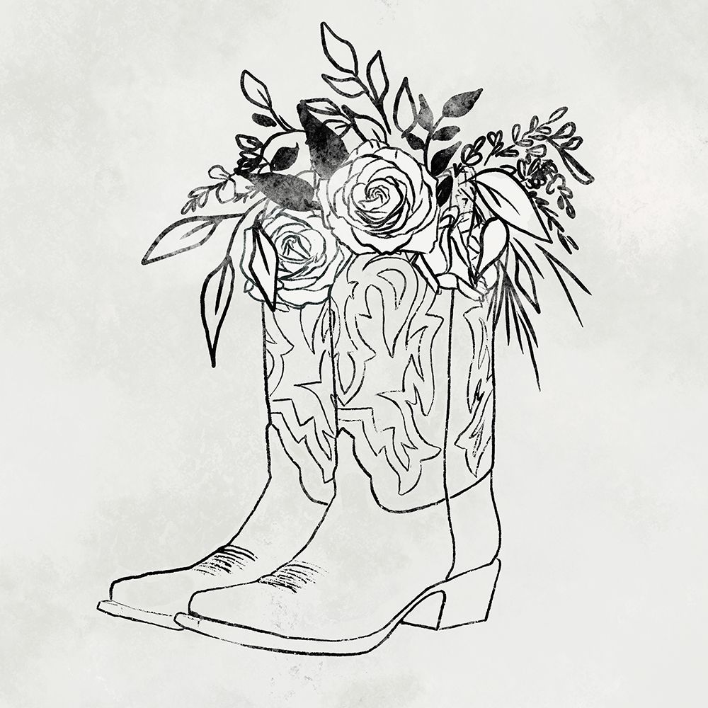 Flowered Boots White art print by Leah Noel Art for $57.95 CAD