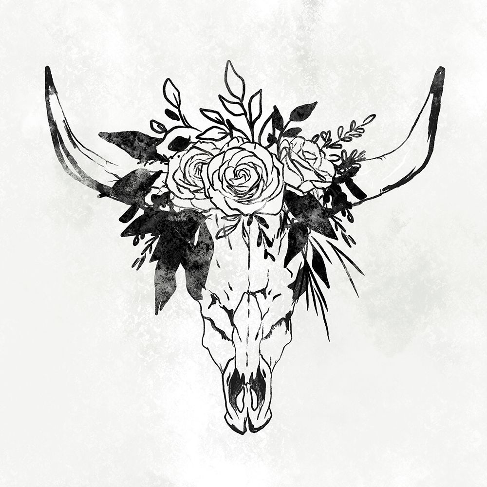 Flowered Skull White art print by Leah Noel Art for $57.95 CAD