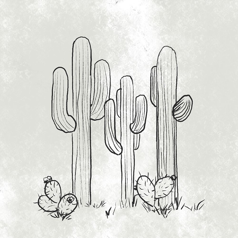 Three Cactus White art print by Leah Noel Art for $57.95 CAD