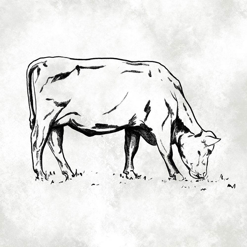 Grazing Cow White art print by Leah Noel Art for $57.95 CAD