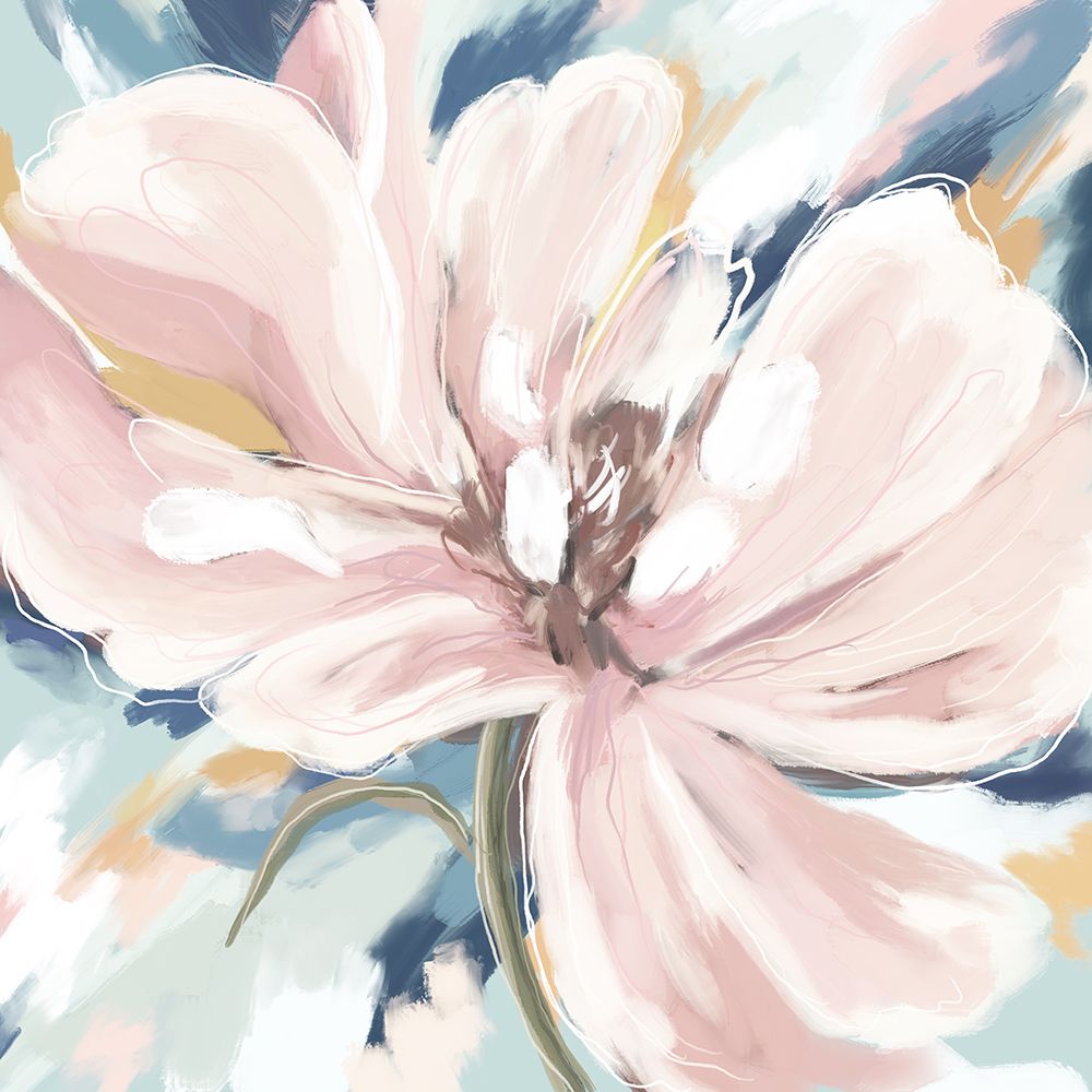 Modern Peach Flower art print by Leah Noel Art for $57.95 CAD
