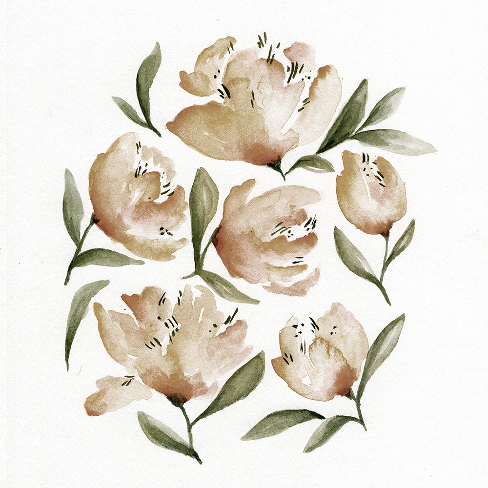 Neutral Peonies 1 art print by Leah Noel Art for $57.95 CAD