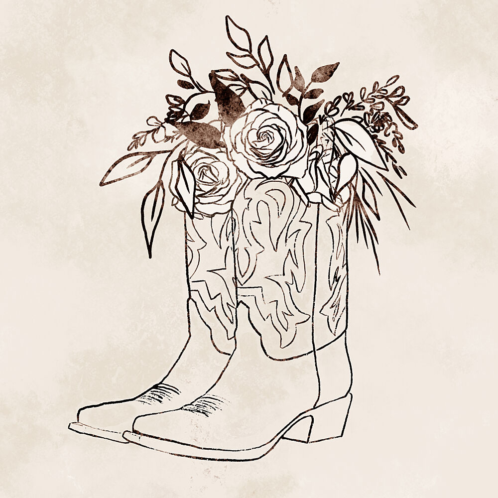 Flowered Boots art print by Leah Noel Art for $57.95 CAD