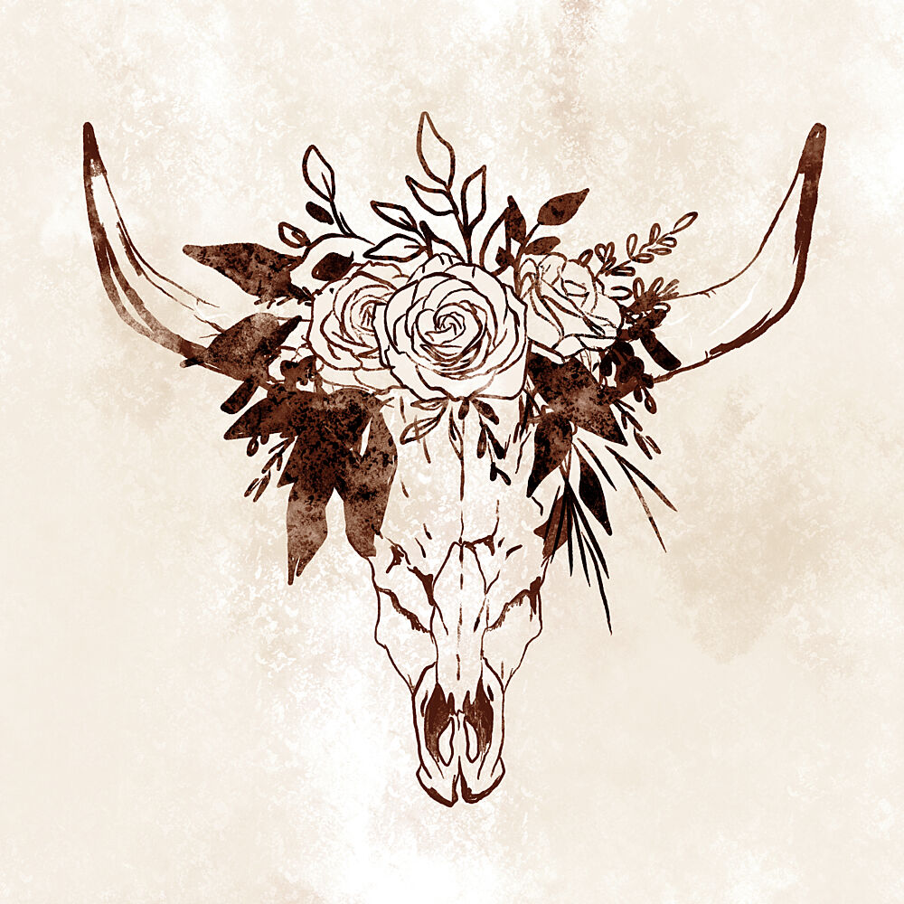 Flowered Skull art print by Leah Noel Art for $57.95 CAD