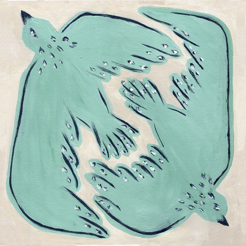 Teal Birds 2 art print by Leah Noel Art for $57.95 CAD