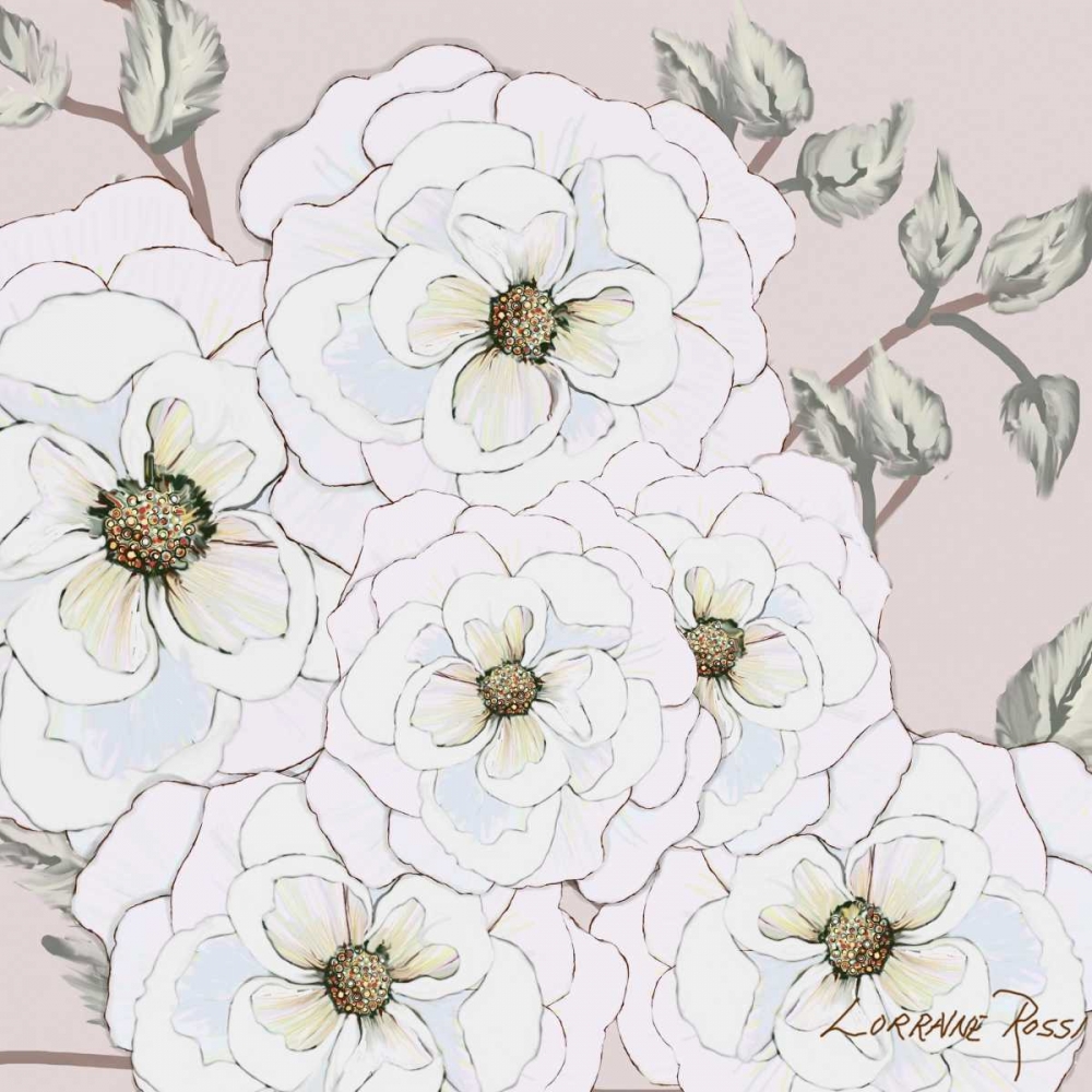 White Flowers on Nude 1 art print by Lorraine Rossi for $57.95 CAD