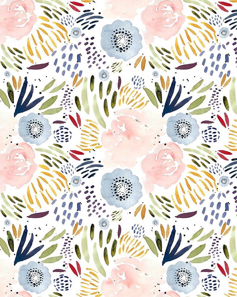 Floral Pink Blue art print by Leah Straatsma for $57.95 CAD