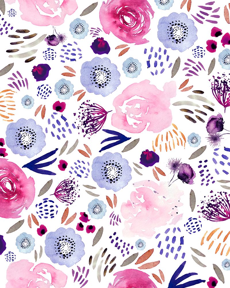 Floral Pink Red Blue art print by Leah Straatsma for $57.95 CAD