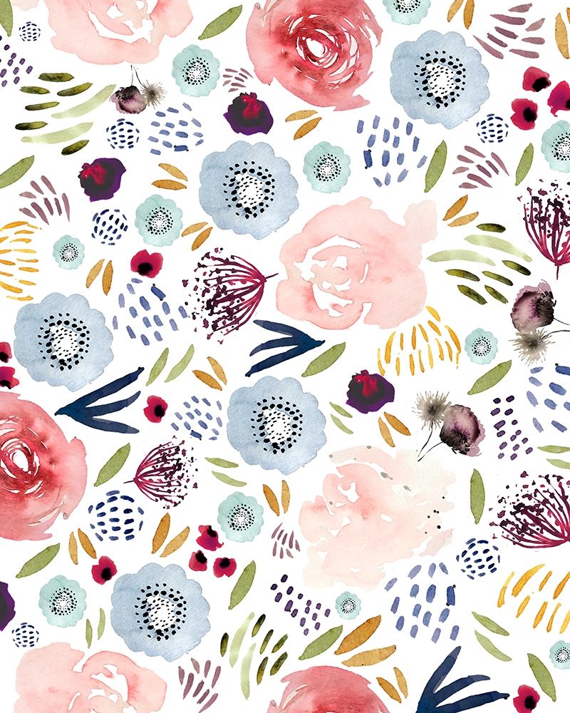 Floral 1 Pink Red Blue art print by Leah Straatsma for $57.95 CAD