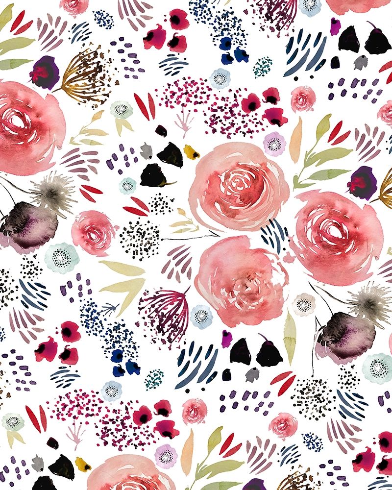 Floral Red and Blue art print by Leah Straatsma for $57.95 CAD