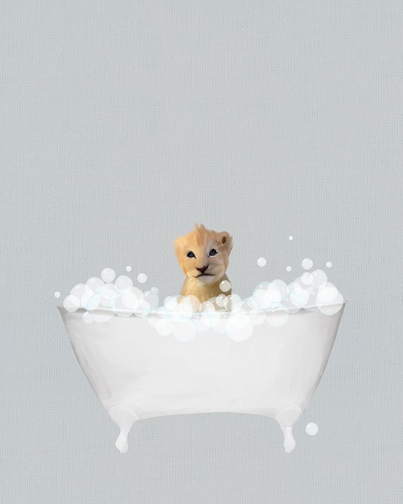 Lion Blue Bath art print by Leah Straatsma for $57.95 CAD