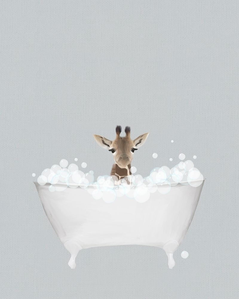 Giraffe Blue Bath art print by Leah Straatsma for $57.95 CAD