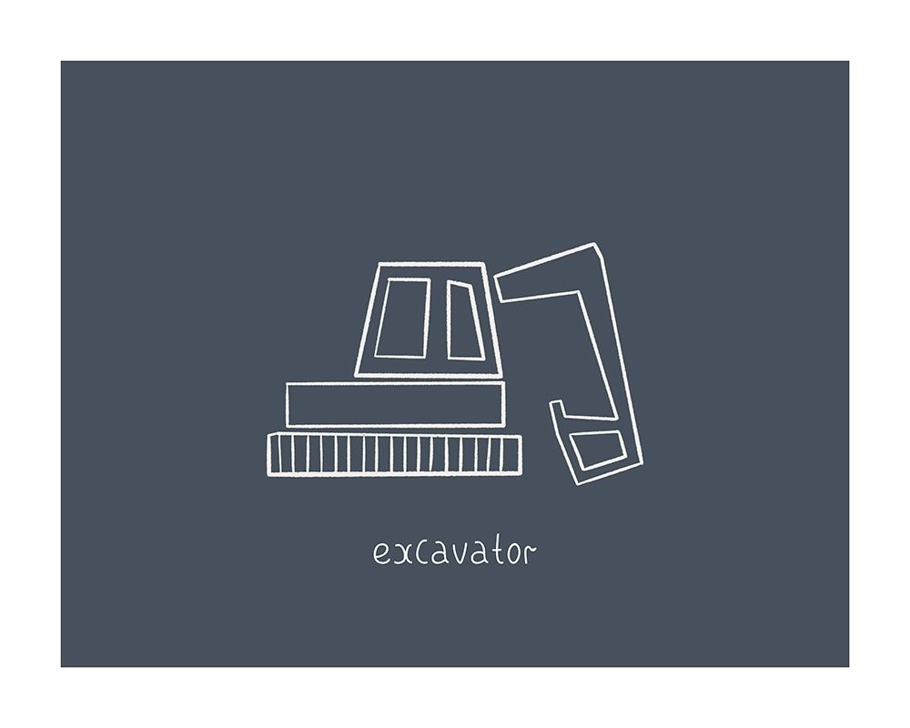 Excavator Navy art print by Leah Straatsma for $57.95 CAD