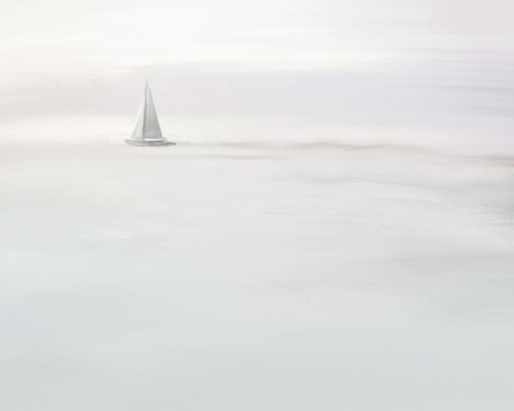 Solitary Sailboat art print by Leah Straatsma for $57.95 CAD