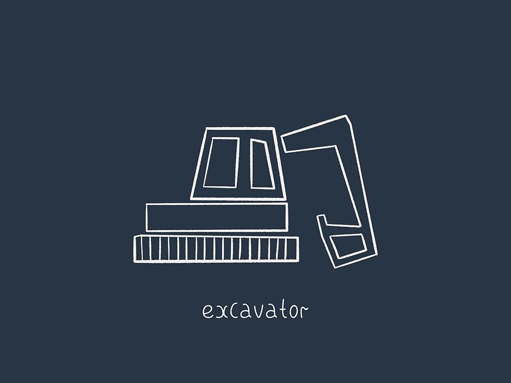 Excavator Navy art print by Leah Straatsma for $57.95 CAD