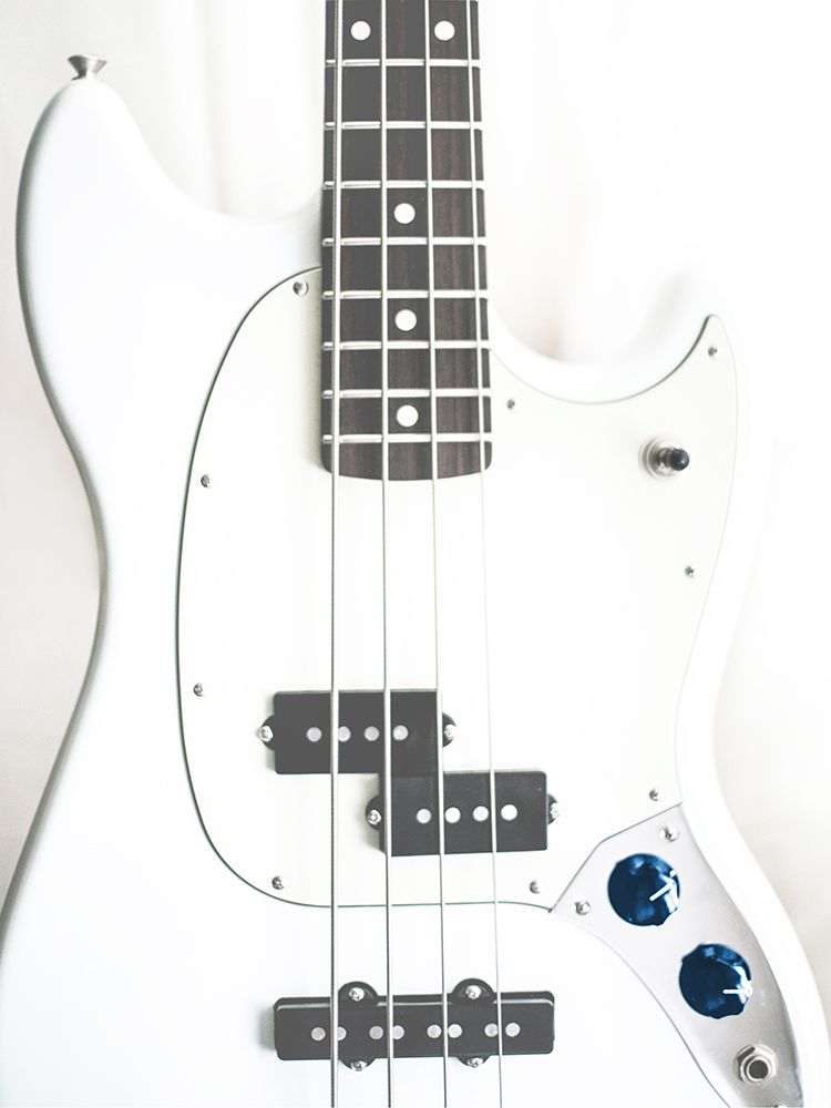 White Guitar Blue Knobs art print by Leah Straatsma for $57.95 CAD