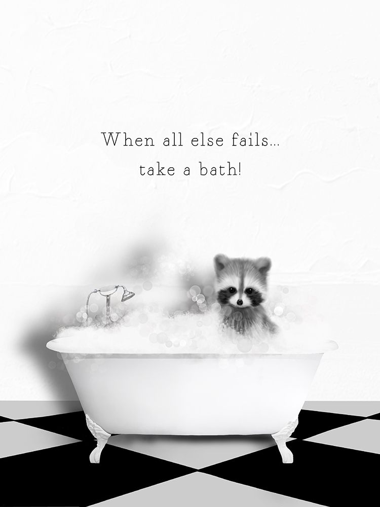 BW Raccoon Bath art print by Leah Straatsma for $57.95 CAD