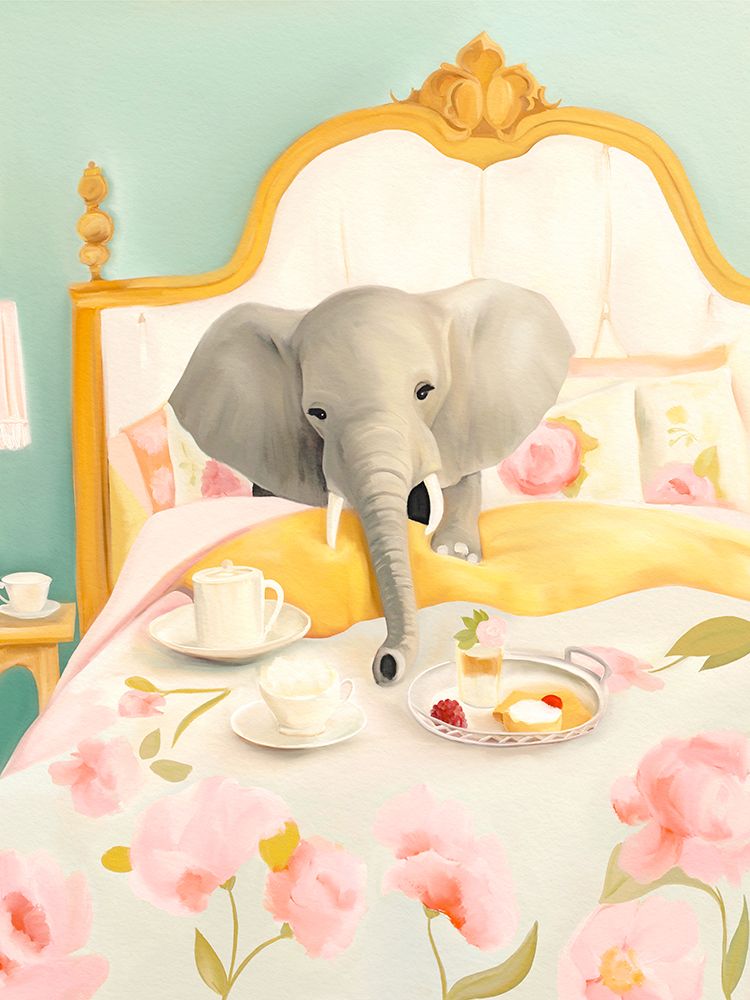 Breakfast In Bed Elephant art print by Leah Straatsma for $57.95 CAD