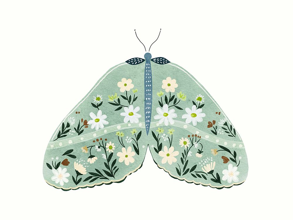 Green Floral Moth 2 art print by Leah Straatsma for $57.95 CAD