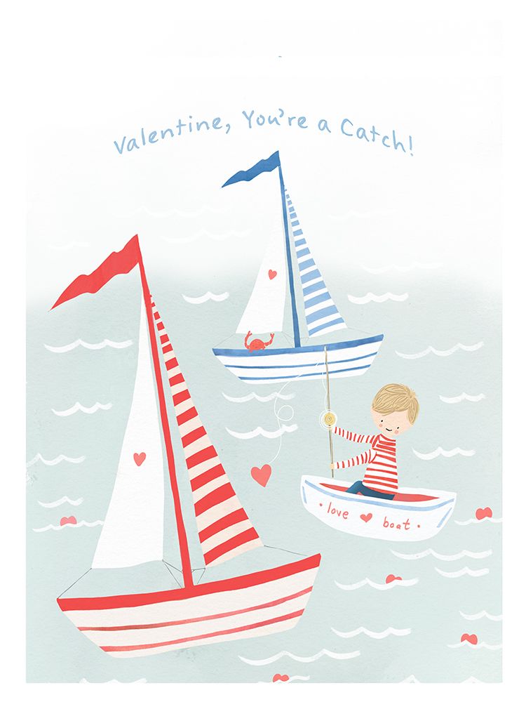 Sailboats Valentine art print by Leah Straatsma for $57.95 CAD