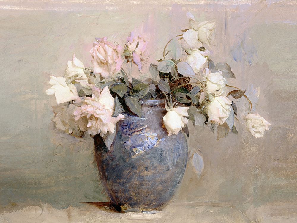 Vintage Roses In Blue Vase art print by Leah Straatsma for $57.95 CAD