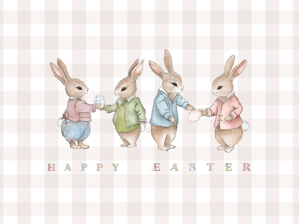 Easter Bunnies Light Pink Gingham art print by Leah Straatsma for $57.95 CAD