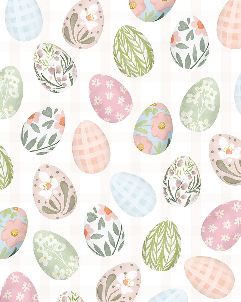 Easter Eggs Scattered Pale Pink Gingham Background art print by Leah Straatsma for $57.95 CAD