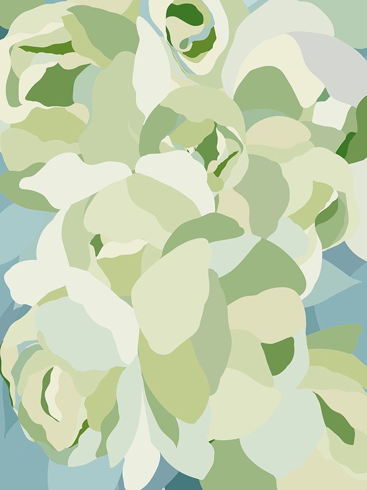 Peony Muted Greens And Blues art print by Leah Straatsma for $57.95 CAD