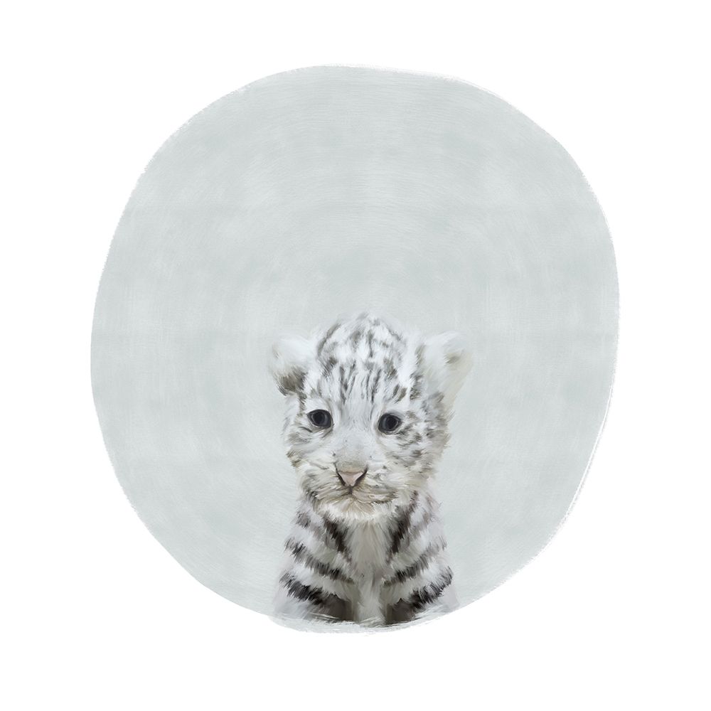 Baby White Tiger Gray art print by Leah Straatsma for $57.95 CAD
