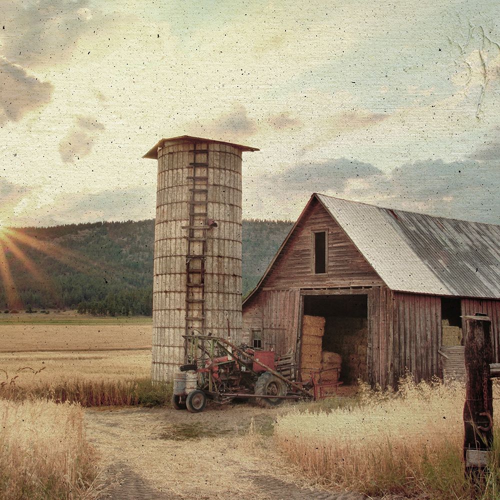 Textured Barn And Sunset art print by Leah Straatsma for $57.95 CAD