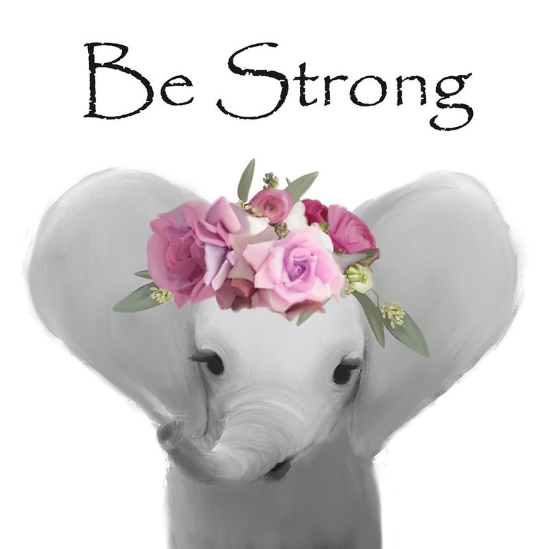 Floral Elephant Be Strong art print by Leah Straatsma for $57.95 CAD