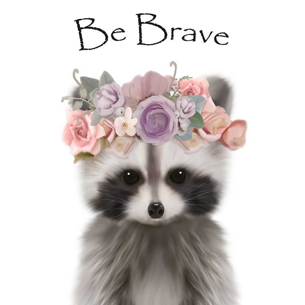 Floral Raccoon Be Brave art print by Leah Straatsma for $57.95 CAD