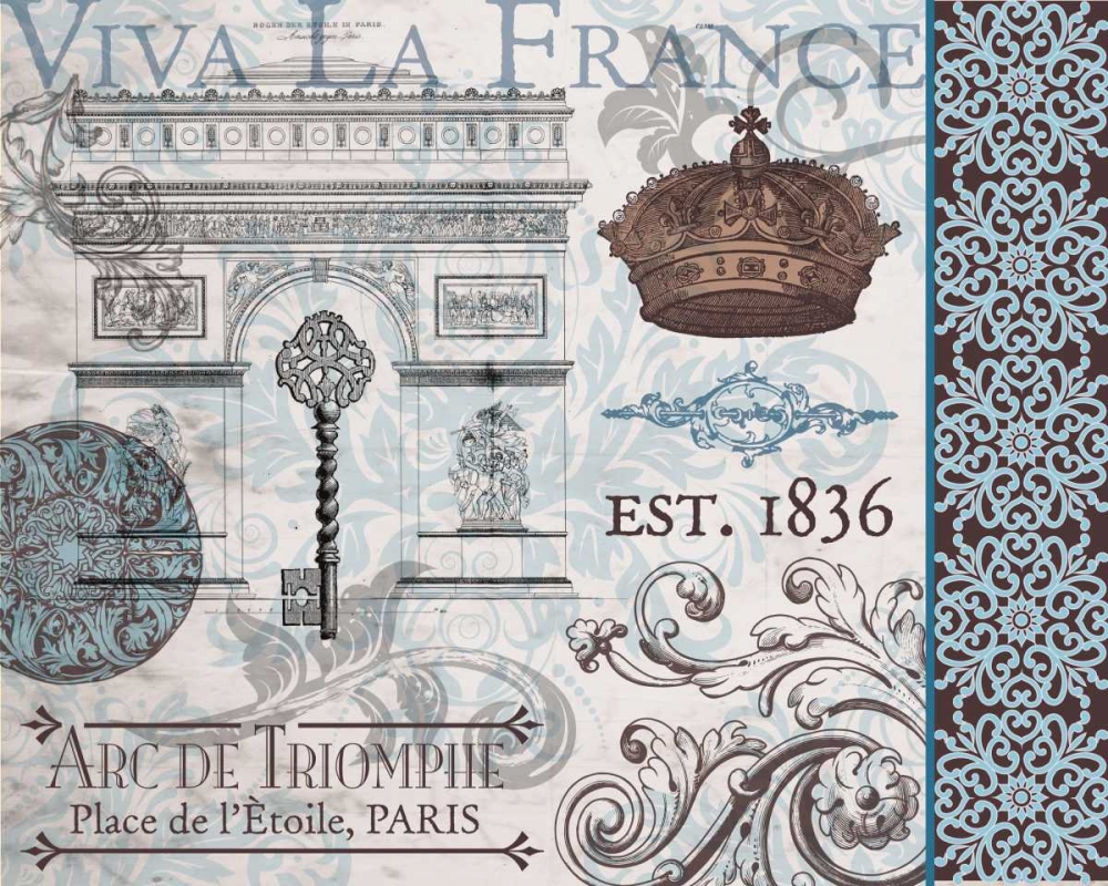 Paris Pair Rect Blue Brown 1 art print by Melody Hogan for $57.95 CAD
