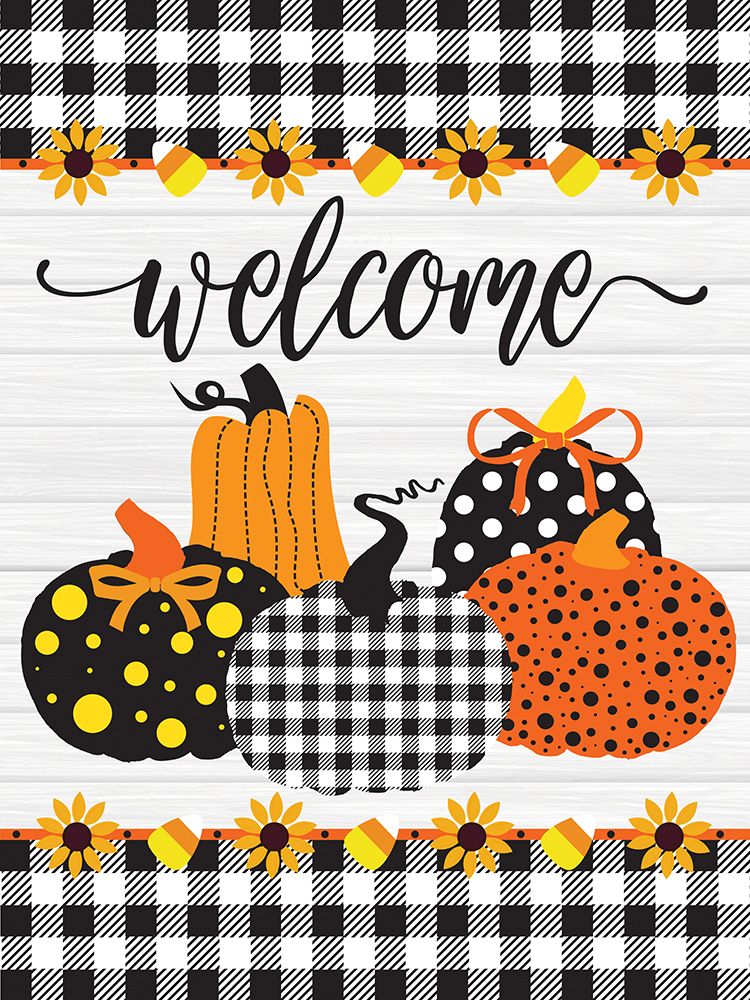 Welcome Pumpkins Buffalo Plaid 3 art print by Melody Hogan for $57.95 CAD