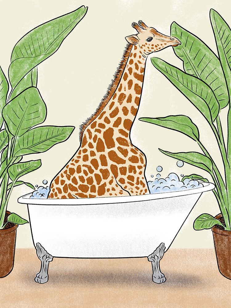Bathing Giraffe art print by Marcus Prime for $57.95 CAD
