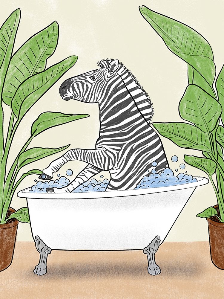 Bathing Zebra art print by Marcus Prime for $57.95 CAD