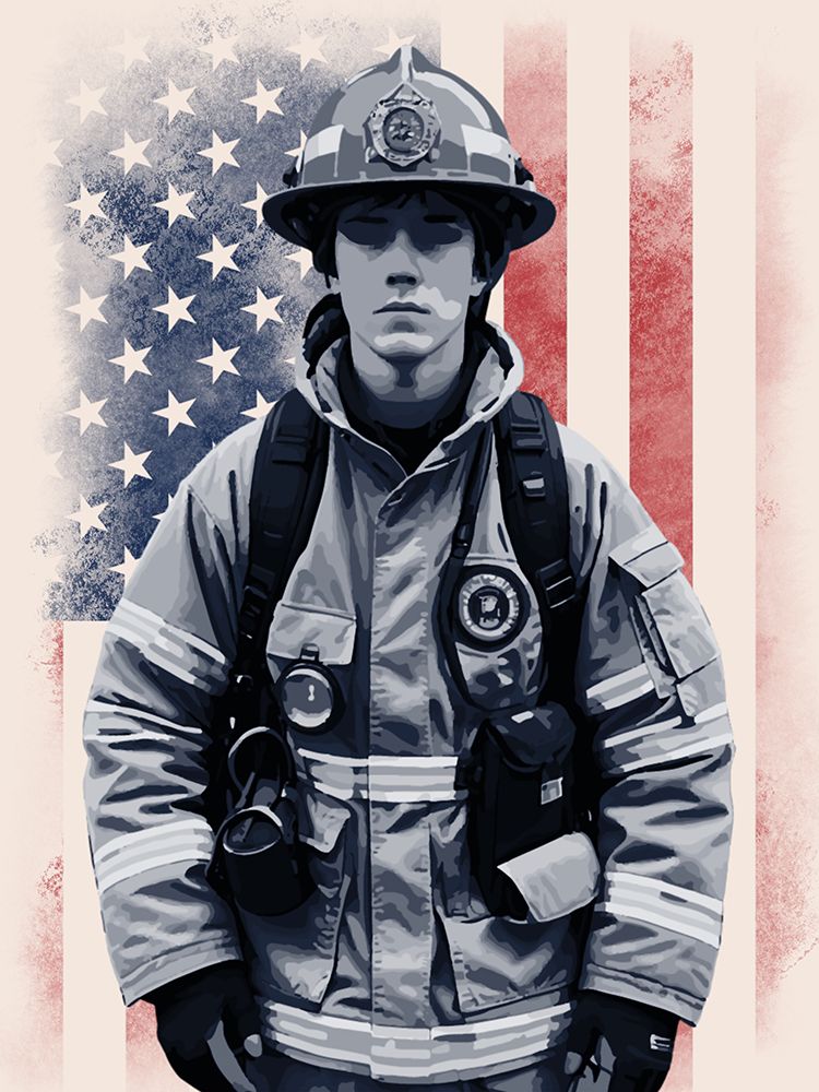 American Fire Fighter art print by Marcus Prime for $57.95 CAD