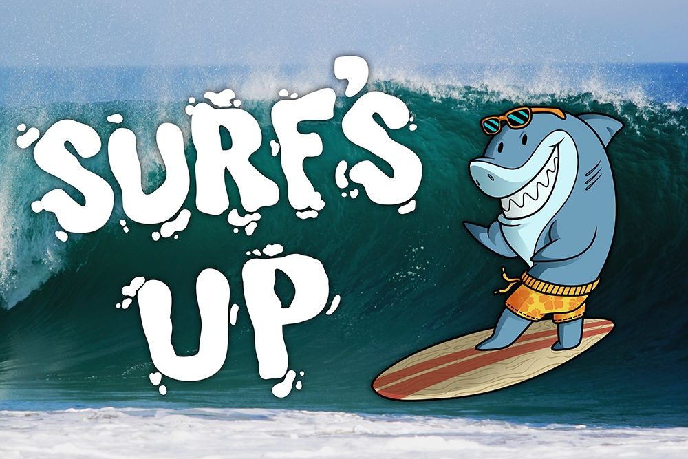 Surfs Up Shark art print by Marcus Prime for $57.95 CAD