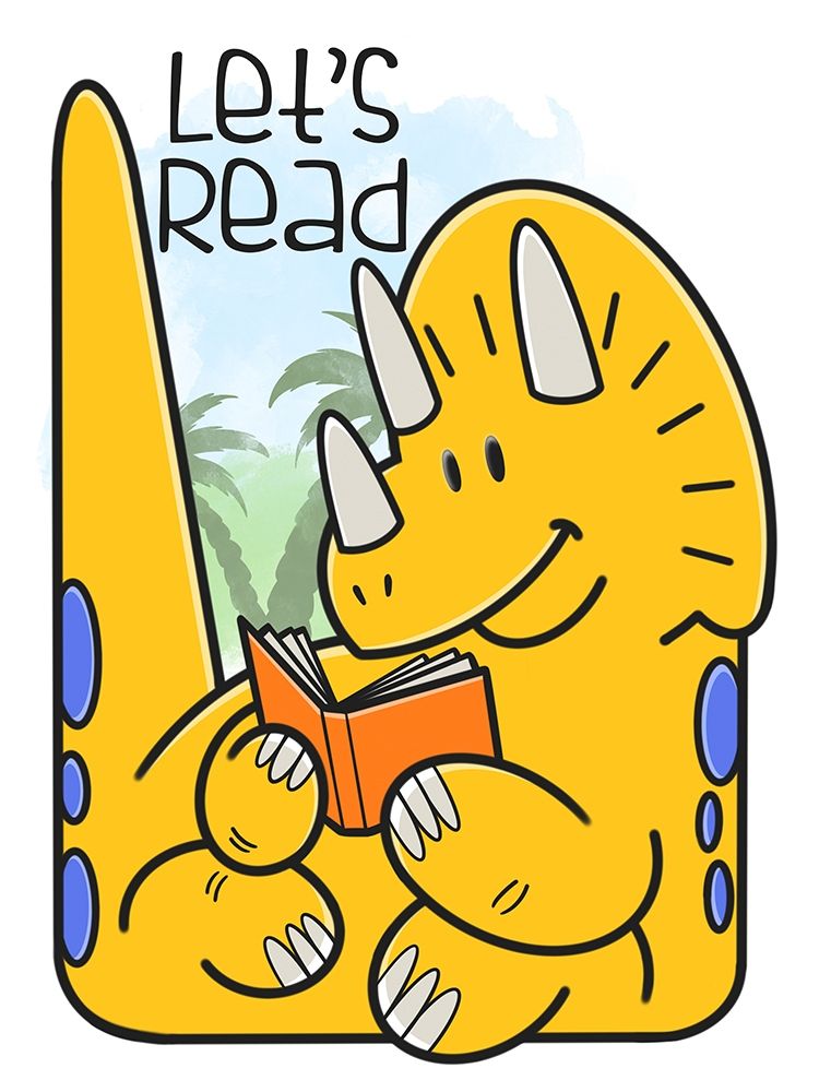Dino Reading art print by Marcus Prime for $57.95 CAD