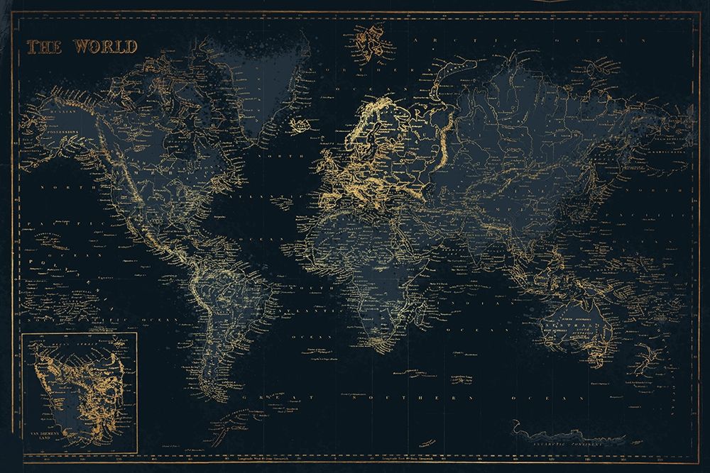 Golden Blue World art print by Milli Villa for $57.95 CAD